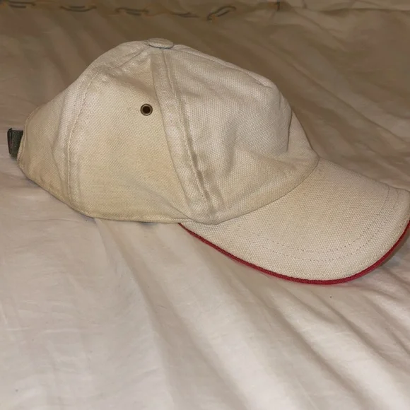 Rare White Linen Gucci Baseball Cap/ Hat Vintage with Gucci